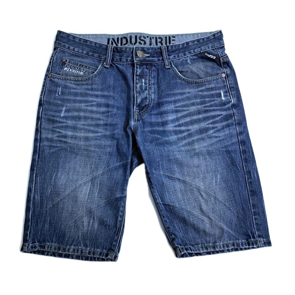 Industrie 99 Men’s 32 Vintage Y2K 90s Denim Blue Distressed Shorts